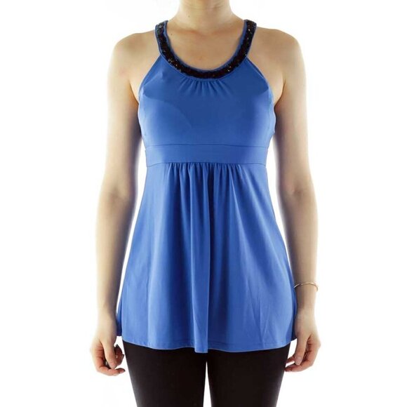 MICHAEL Michael Kors Tops - MICHAEL Michael Kors Blue Black Beaded Halter Top